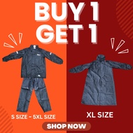 RAINCOAT S~5XL BAJU HUJAN MOTORCYCLE WITH SELUAR DENGAN BAG SEKALI 3M REFLECTOR DOUBLE LAYER BLACK G