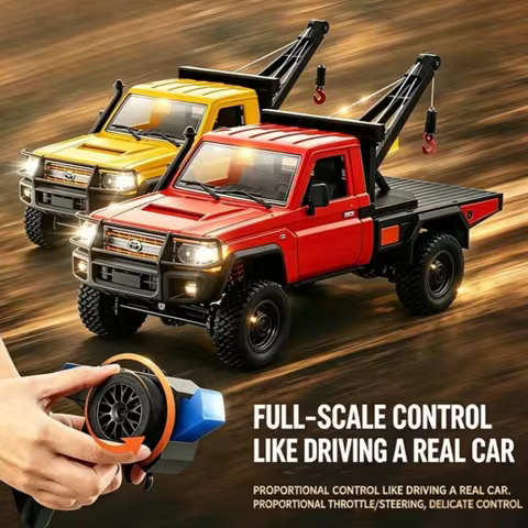 MN82T 2.4G RC Crawler Truck With Light 4WD 1/12 Simulation Crane Off-road Pickup Climbing Car Remote