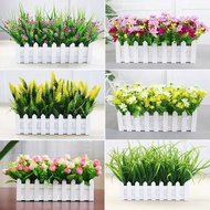 bunga hiasan pokok hiasan dalam rumah Pagar tumbuhan tiruan, bunga dan rumput palsu, gubahan bunga p