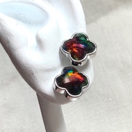Ammolite Four-Leaf Clover Earrings