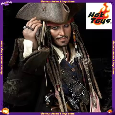 In Stock HOTTOYS HT 1/6 DX06 Pirates of The Caribbean Captain Jack Johnny Depp Desktop Ornament Mova