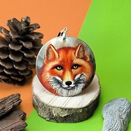 Wild Fox face on pearl pendant. Graceful nature hand painted on lacquer shell