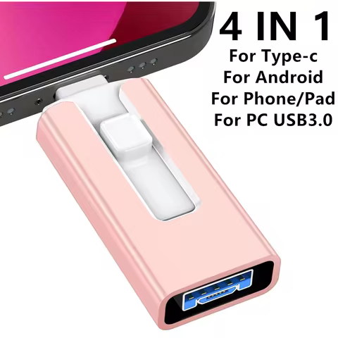 Usb 3.0 Flash Drive 512G 256G 2T 1TB for iPhone with 4in1 for iPhone interface Mirco TYPE pendrive f