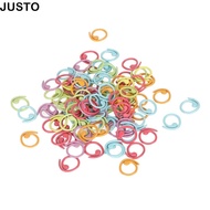 JUSTO 100Pcs  Markers Rings, Metal Colorful Crochet  Markers, Durable Curved Open Metal  Markers For