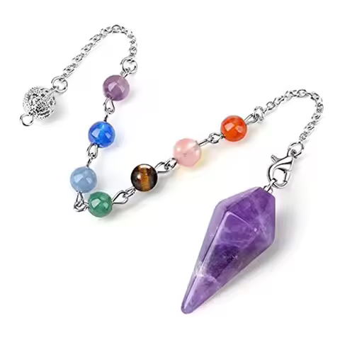 Reiki Healing Pendulum Divination Dowsing Pendulum Healing Chain Natural Stone Hexagon Pyramid Penda