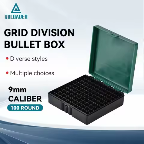 100 Rounds Tactical Ammo Box 9mm Pistol Rifle Ammo Bullet Carry Storage Box Flip-Top Cartridge Stora
