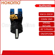 HOKOMO 22MM 2NO SELECTOR SWITCH ON/OFF/ON/SPRING RETURN(KW1S-3E20 33E20)