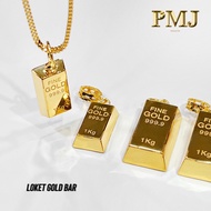 【Perai Mega Jewellery】Hot Gold Bar Loket🔥 916 Emas Tulen Mini Gold Bar Loket Charms Pendant Emas 916 黄金金条吊坠
