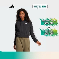 Lifestyle Essentials 3-Stripes French Terry Full-Zip Hoodie Women Black JE0052