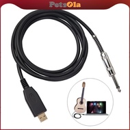 [PETSOLA] USB Guitar Cable 2 Meter Electric Guitar Cable usb Guitar Recorder 6.5FT USB to 1/4 inch G