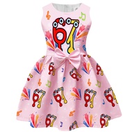 94240 Girls Steal a Brainrot 67 Print Bow Princess Dress