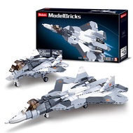 SLUBAN Building Blocks SU57 Stealth Fighter Military Aircraft Armed Helicopter Assembled Toys