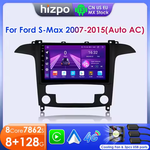 Hizpo 2 din Android Auto Radio for Ford S Max S-MAX 2007-2015 Carplay Car Multimedia GPS Navigation 
