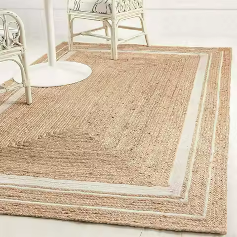 Living Room Carpet Natural Jute Hand Woven Soft Breathable Comfortable Home Decoration Rug Wear Resi