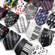ZONFAZ 8cm Men's Fashion Music Silk Necktie Piano Guitar Musical Notes Ties Funny Novelty Neck Ties 