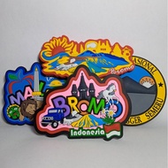 Economical package of 4 rubber refrigerator magnets, Bromo and malang magnets, random colors, fridge