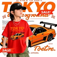 2026【220G 100%Cotton】NELLY COD TOKYO Kids T-shirt Loose Round Neck Short, CAR T-shirt for 3-14 YrCOD