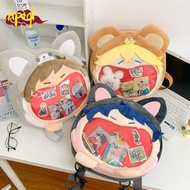 NPIQL Large Capacity Cartoon Plush Ita Bag Kawaii Love and Producer Students' Schoolbag Cute Transpa