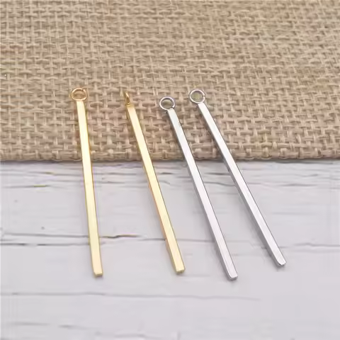 Julie Wang 8PCS Stainless Steel Long Stick Charms Gold Silver Color Pendant For Neckalce Bracelet Je