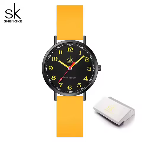 SHENGKE Women Fashion Silicone Strap Watches New Clock For Woman SK Quartz Wristwatches Original Lad