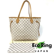 △ Louis Vuitton 路易威登 LV Neverfull MM Damier Azur Canvas Tote Bag 經典棋盤格紋白色帆布肩揹袋 - 247013328