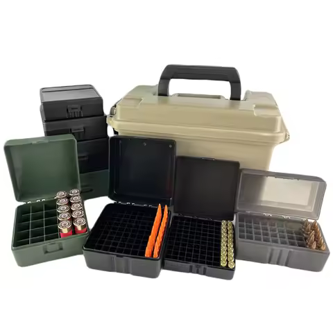 Tactical Bullet Box 50/100 Rounds .308/9mm/.223/.38/12Gauge Pistol Rifle Ammo Flip-Top Carry Storage