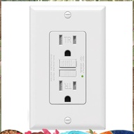 GFCI Outlet 15 Amp, Self-Test GFI Electrical Outlet, Tamper Resistant GFCI Receptacle with Wall Plat