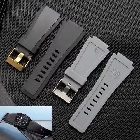 For Bell Ross BR01 BR03 Series Waterproof Breathable Skin Friendly Silicone Watchbands with Good Tex