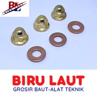 (Pack of 3 nuts + 3 Ring) Head Nuts + Ring Head M8 Gold