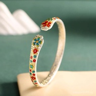 Enamel Butterfly with Gold Accents in Sterling Silver9999Fashionable ethnic open bangle, simple and 