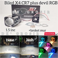 CR7 - Biled Projector X4 CR7 1.5INC Devil RGB Plus kipas pendingin white lens