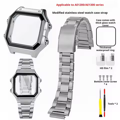 modify Metal Watch case For Casio 3299 AE-1200 AE-1300 Stainless steel bezel Silver Black gold Watch
