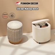 [SG Stock]Nordic Make Up Dressing Table Stool Chair Bedroom Simple Storage Stool Chair With Lid Funh