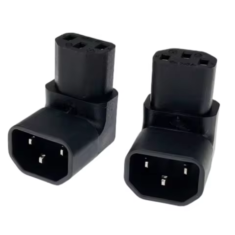 10A 3Pin IEC Connector Down UP 90 Angled IEC 320 C14 Male to C13 Female Power Adapter AC Plug LCD LE