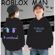 เสื้อฮู้ดเด็ก Roblox Man Face Game Childrens hoodie พิมพ์สไตล์ร้อน พิมพ์สองด้าน สีดำและสีขาวให้เลือก