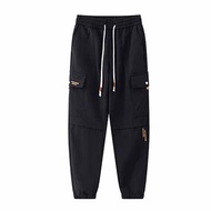 Cargo Pants Boys Pants Summer Thin 2024 Trendy Loose Ice Silk Ankle-Tied Sweatpants Plus Size Casual Cropped Pants