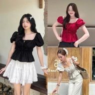 Lovely and feminine coquette-style linen babydoll shirt BBD581_P8K3