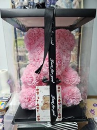 粉色玫瑰永生花熊 (40cm)
