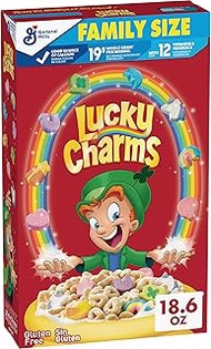 Lucky Charms Gluten Free Cereal with Marshmallows, Kids Breakfast Cereal, Made with Whole Grain, Fam