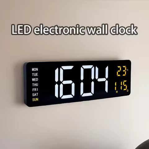 16-Inch Large-Screen Digital Wall Clock Temperature Date Week Display Remote Control Double Alarm Cl