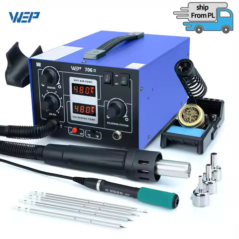WEP T12 706-II Rework Station With Strong Wind Blower Hot Air Gun BGA SMD Desoldering 2-IN-1 Solderi