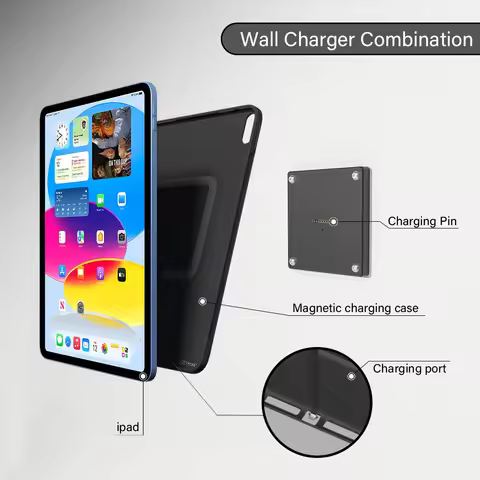Zilvex AC Magnetic Wall Mount Charger for iPad Pro/Air/Mini 8.3-11-13in 15W Fast Charge Base + Case 
