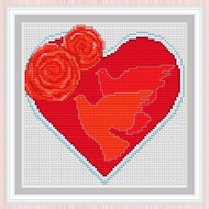 數位 Happy Valentine's Day Cross Stitch Pattern | Pigeons | Heart |