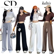 RL Women High Waist HarPer Cotton Knits Wide Leg Pants Casual
