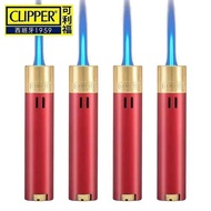 Tt Clipper Metal Butane Gas Lighter Windproof Straight Jet Blue Flame With Dust Cap Gift Box Lighter