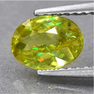1.01ct 7.4x5.3mm VS Oval Natural Greenish Yellow Sphene Madagascar, Super Sparkles, Unheated Tg61