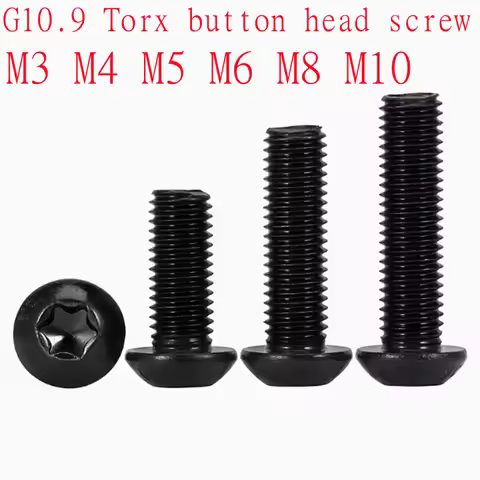 5~50pcs M3 M4 M5 M6 M8 Black Torx Button Head Screw Grade 10.9 Steel Six Lobe Torx Pan Round Head Bo