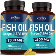 NEWAGE Fish Oil Omega3 2500mg Supplement, Containing OMG, EPA, Gluten-Free DHA (180 Soft Capsules (2