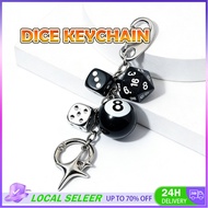 Black 8 Dice Star Keychain Y2K Pool Ball Lucky Star Dice Pendant Silver Heart Phone Handbag Charm fa