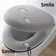 SMILE Cushion+lid Cover, Zipper Style Warm Toilet Seat Mat Set, Washable Bidet Mats Bathroom Universal Winter Pad Closestool Seat  Toilet